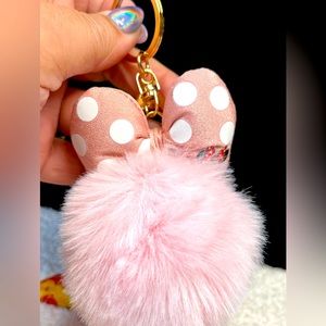 Minnie Mouse faux fur keychain -CUTE